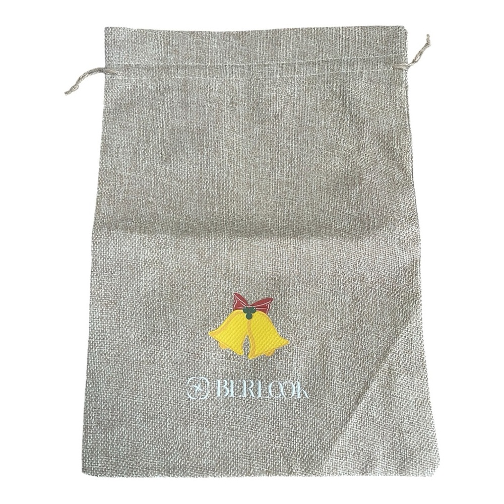BERLOOK Burlap Drawstring Bell Print Gift Bag NEW